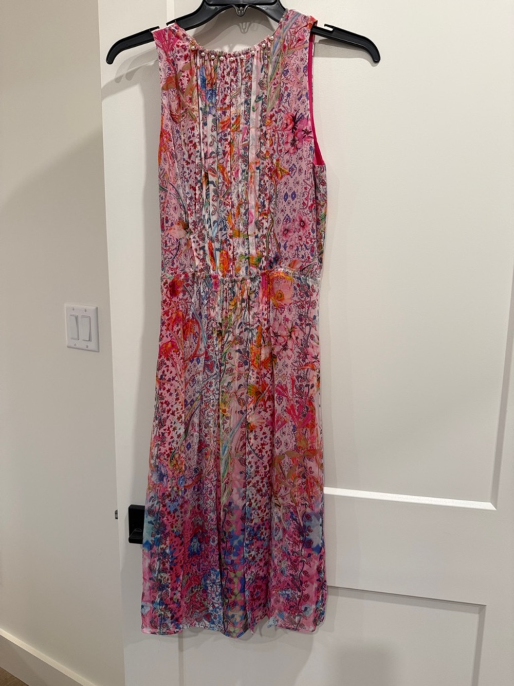 Tahari Pink Multi-Print Sleeveless Midi Dress
